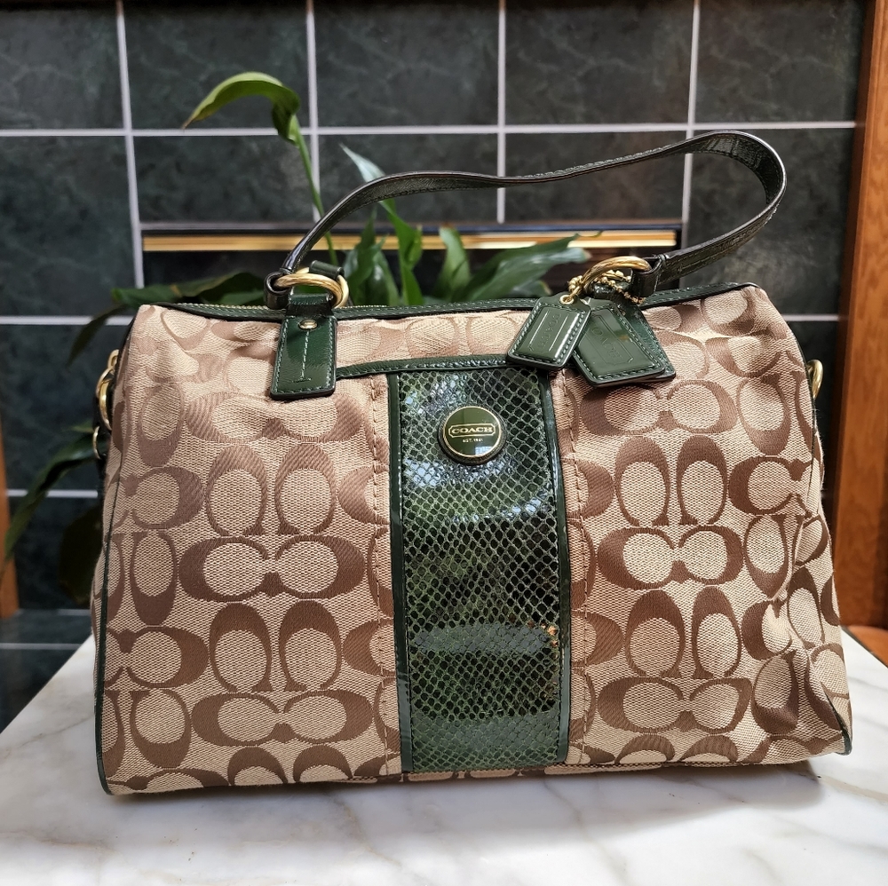 Coach Signature Python Stripe Satchel